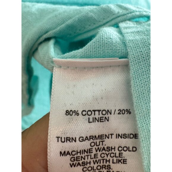 Vineyard Vines Whale Shirt Mens XXL Aqua Button-Up Cotton Linen Blend Short Slee - Picture 4 of 5